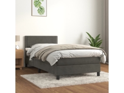 Cama Box Spring Con Colchón Terciopelo Gris Oscuro 90x190 Cm