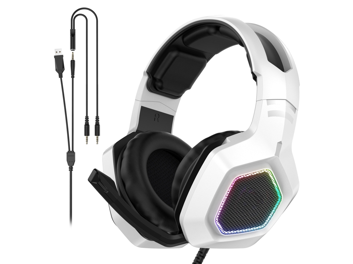 Auriculares Para Juegos K10 Blancos Con Sonido Estéreo Y Graves Potentes Para Ps4 Y Pc: Cómodos Y Portátiles.
