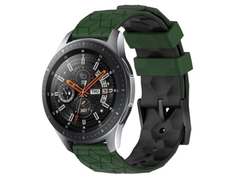 Correa de reloj inteligente para Samsung Galaxy Watch 46 mm 22 mm Patrón de fútbol Correa de reloj de silicona de dos colores (verde militar + negr...