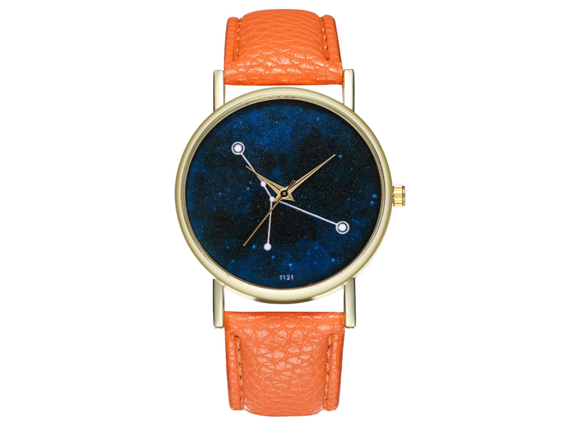 Reloj De Pared Zhoulianfa Star Lady Para Hombre, Estilo Juvenil, De Cuero, Cuarzo, Modelo T121-a, Color Naranja.