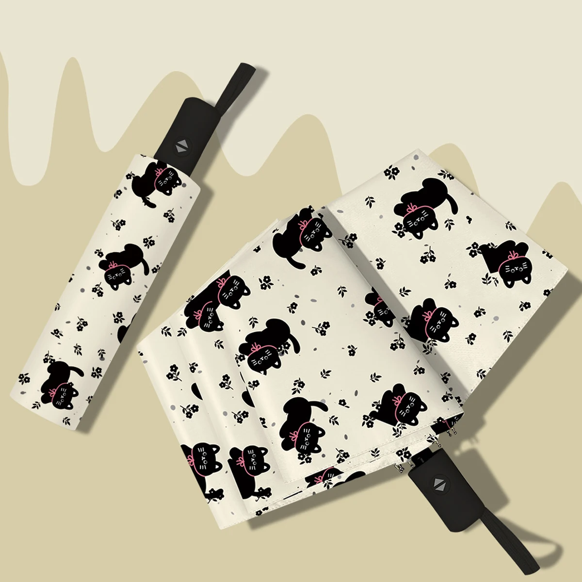 (gato) Sombrilla De Sol Para Mujer, Protección Solar, Protección Uv, Sombrilla Plegable Portátil