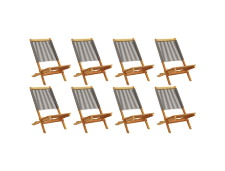 Conjunto 8 Silla De Jardín VIDAXL Gris Madera