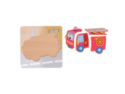 Ats-puzzle 3d De Madera Coche Bomberos Juguete Educativo Seguro Para Niños Menores De 6 Años