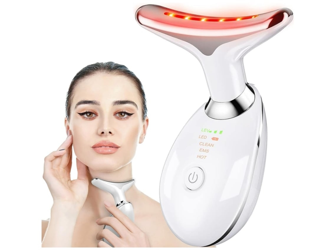 Masajeador facial y de cuello vibratorio Yunzii Myq1081 de triple acción antiarrugas para firmeza y suavidad - Blanco