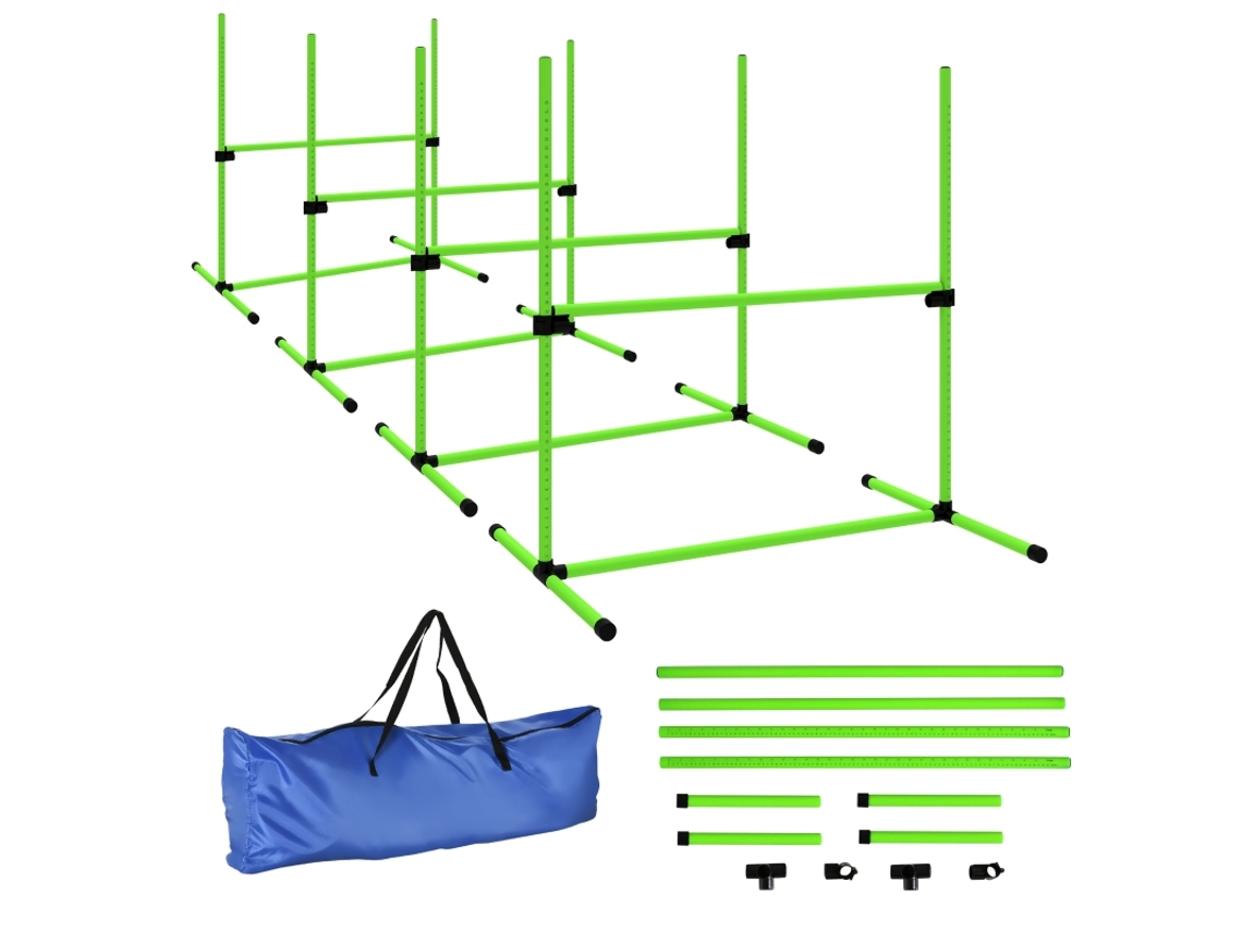 Kit De Agilidad Ajustable De 4 Piezas Con Bolsa Verde 99x65x94cm