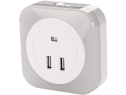 Lámpara De Noche Led Usb Dual Para Mesita De Noche Con Control De Luz, Cargador De Red Ac220-240v Eu, Luz