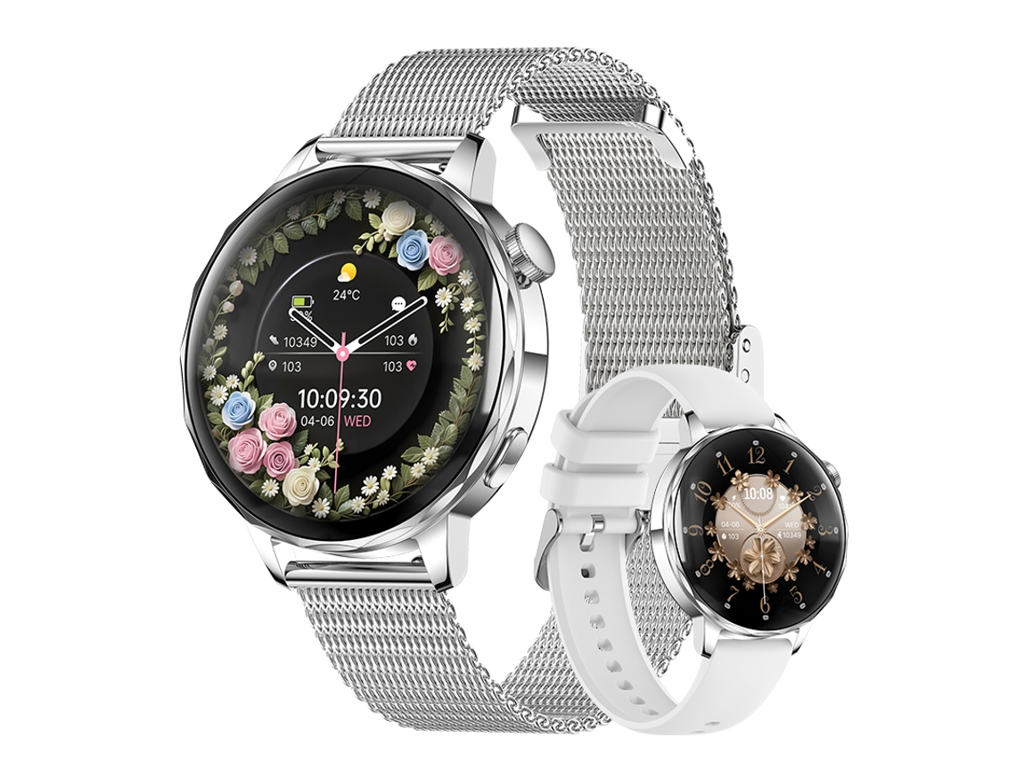 Reloj Inteligente I220 Con Llamadas Bluetooth, Pantalla Hd De 1,27 Pulgadas, Monitor De Frecuencia Cardíaca Y Spo2 Para Mujer (plateado)