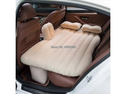 Rebe-colchón Inflable Para Coche Viajes Camping Sofá Asiento Trasero Almohadas Bomba Manual Universal 130x82x30cm Tela Felpuda Beige