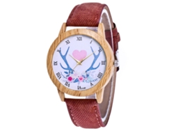 Reloj De Pulsera Unisex De Cuarzo Con Correa Vaquera, Antlers Love Zhoulianfa
