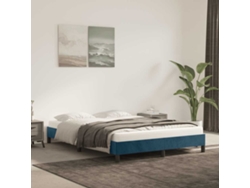 Cama De Matrimonio | Cama Para Adultos | Estructura De Cama Sin Colchón Terciopelo Azul Oscuro 140x190cm