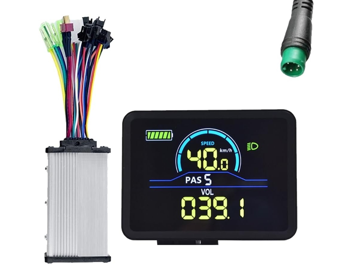 Ordenador Con Pantalla Lcd P5c Para Bicicleta Eléctrica De 24v-60v + Controlador De Onda De 36v/48v Y 350w