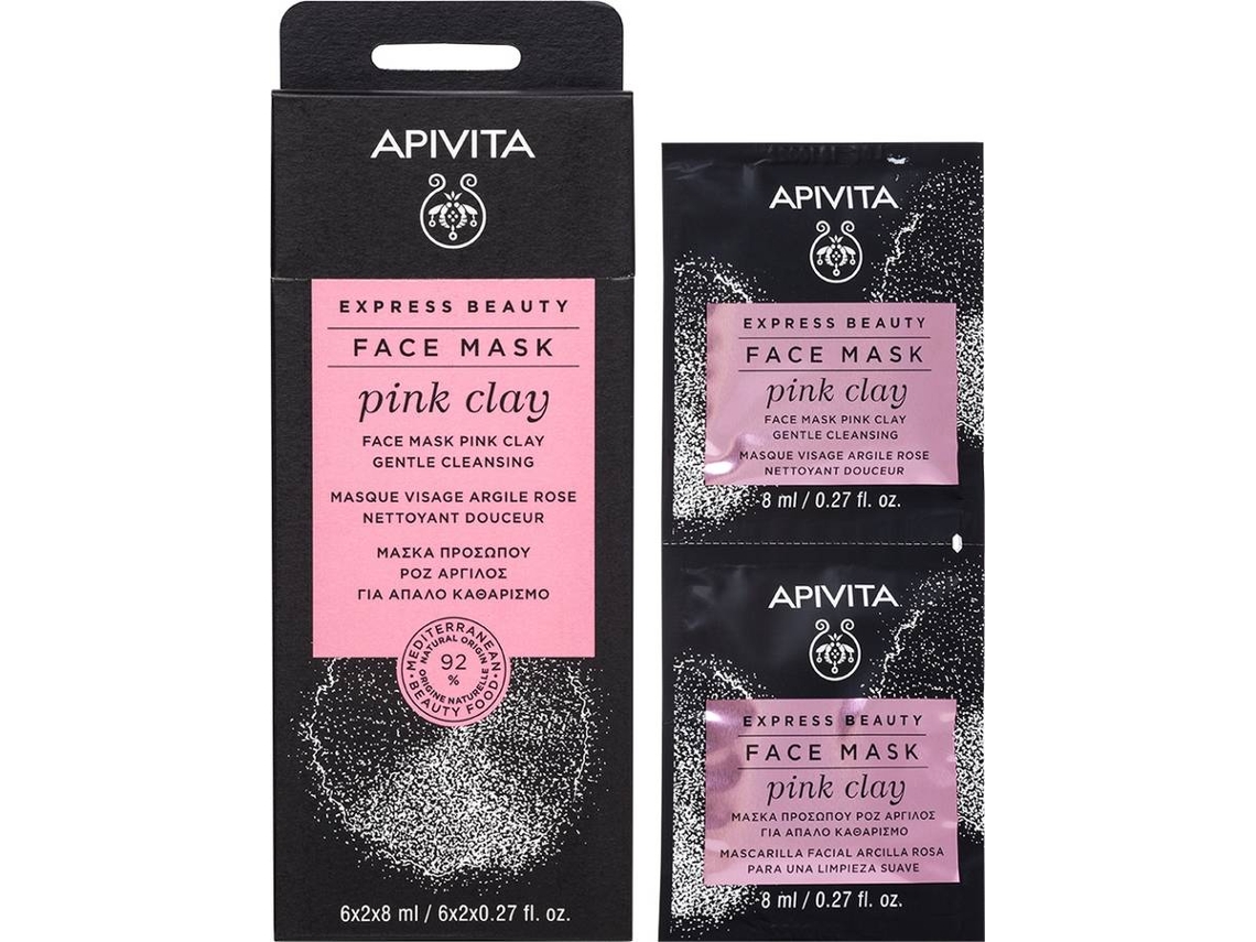Mascarilla Facial APIVITA Loción Limpiadora Suave Express Beauty Con Arcilla Rosa (2 x 8 ml)