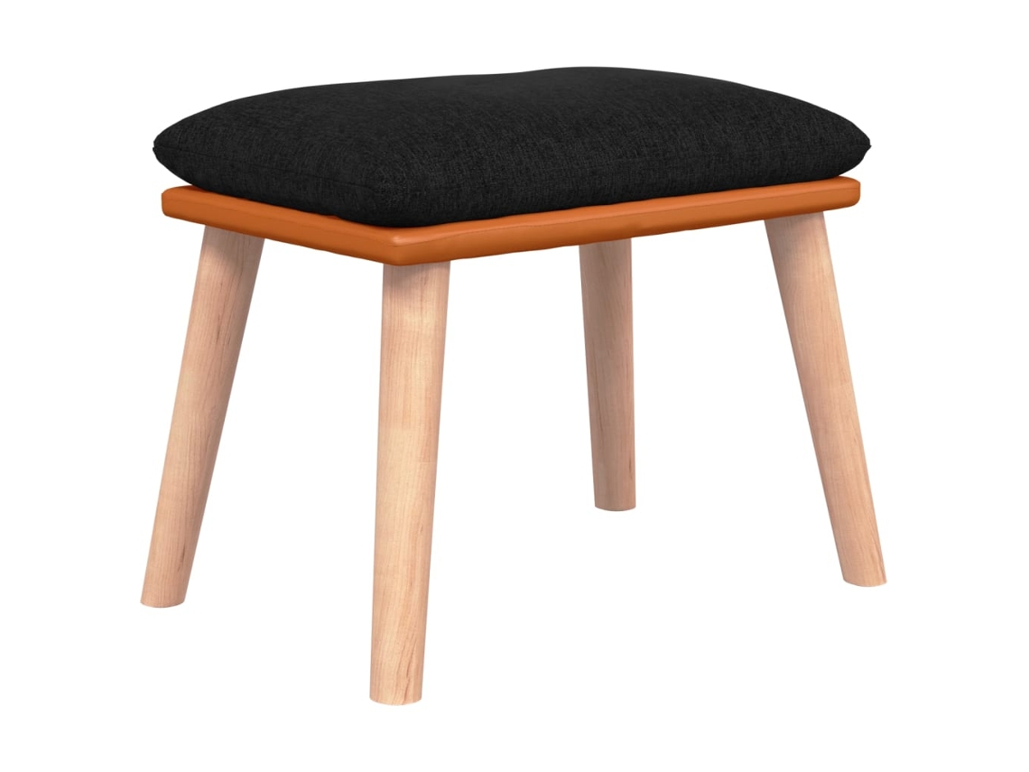 Maison Exclusive - Reposapiés Tela Y Cuero Sintético Negro 45x29,5x35 Cm