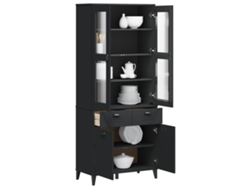 Aparador Alto Viken Madera Maciza De Pino Negro 80x40x190 Cm
