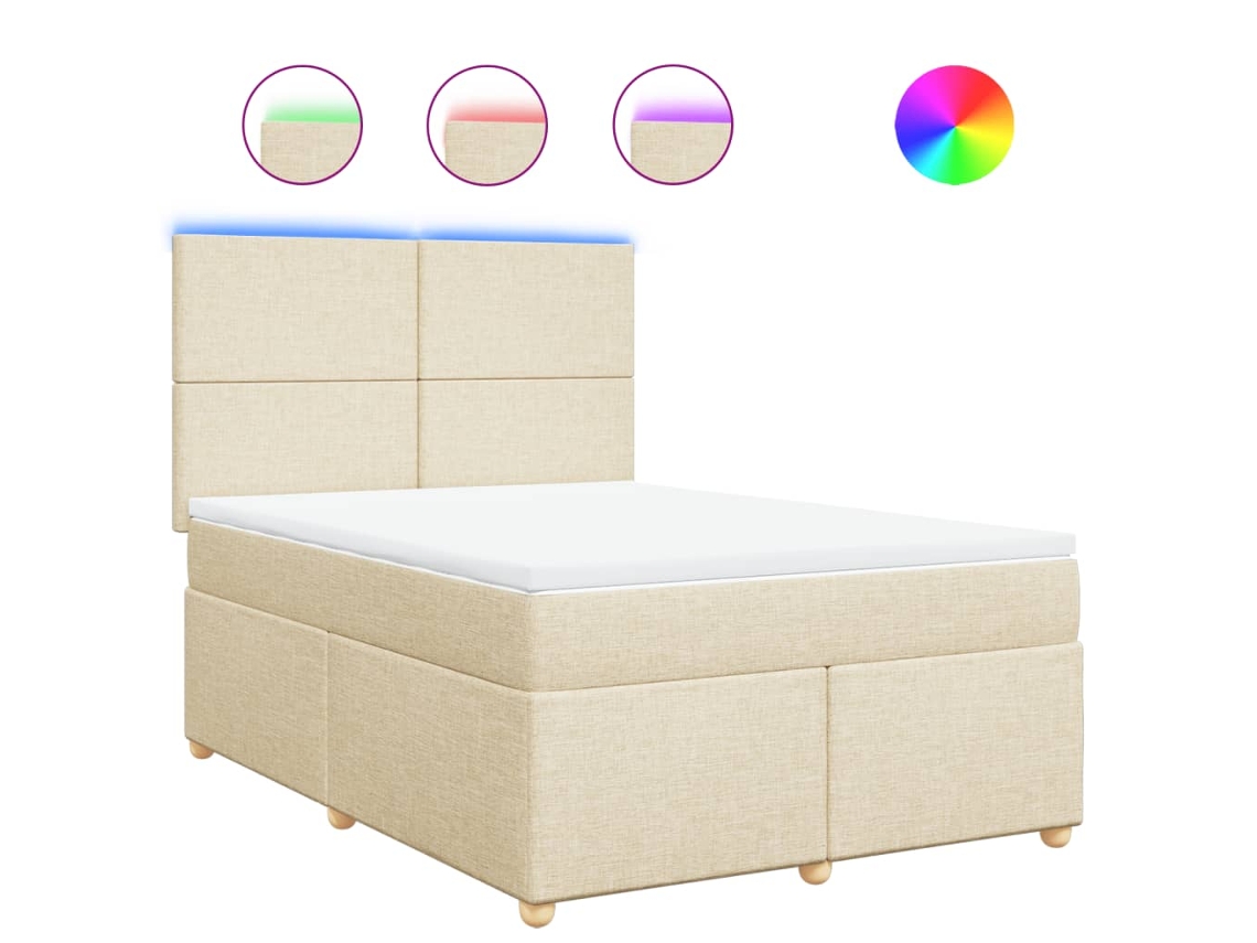 Maison Exclusive - Cama Box Spring Con Colchón Tela Color Crema 140x190 Cm