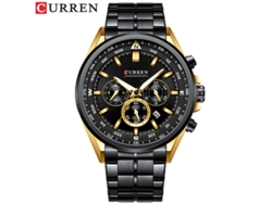 (negro) Reloj De Pulsera Con Cinta De Acero Resistente Al Agua, Múltiples Funciones, Gran Esfera Y Calendario Para Hombre