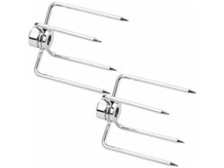 Juego de 2 brochetas para barbacoa – Hierro cromado – 8,5 x 9,2 cm – Diámetro del orificio: 1,1 cm