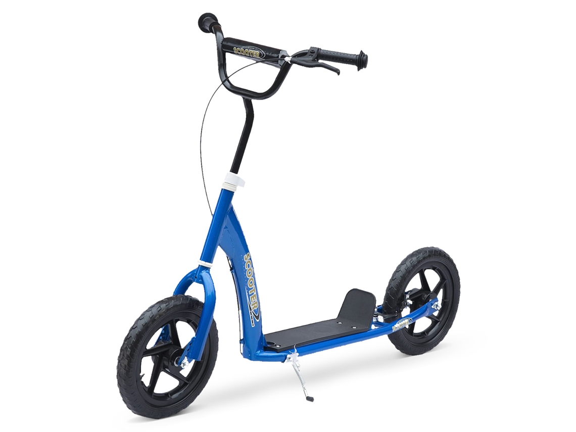 Patinete Infantil Para Niños De 5 A 12 Años, 12 Pulgadas, Freno, Manillar Ajustable, Azul, 120x52x80-88