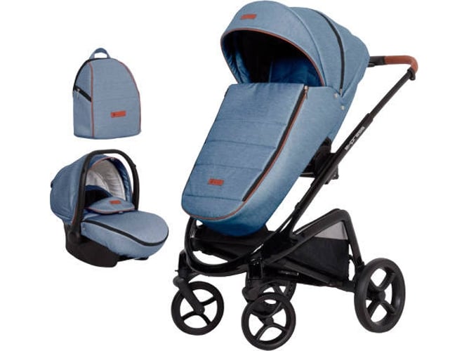 Carrito de Bebé Individual EURO-CART Express + Grupo 0+ Isofix Ready Denim