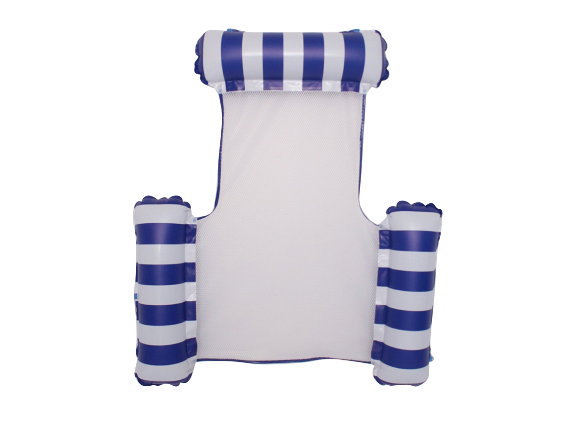 Vlrla-colchón Flotante Hinchable Hamaca Plegable De Rayas En Forma De U Para Piscina Azul Oscuro