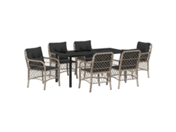 Maison Exclusive - Juego de comedor de jardín de 7 piezas en mimbre gris claro