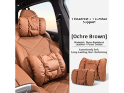 Juego De Almohadas De Soporte Cervical Y Lumbar Henten Home. Material De Piel Resistente A Las Manchas, Soporte Suave Y Flexible. Marrón