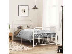 Estructura Cama Sin Colchón Con Estribo Metal Blanco 107x203 Cm
