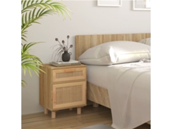 Mesita de noche de pino macizo y mimbre natural marrón DKD HOME DECOR