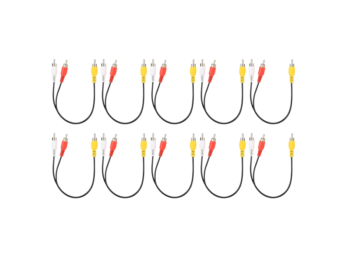 10pcs Adaptador De Áudio Rca Macho Para Duplo Rca Macho Com Estabilidade Estrutural