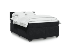 Cama Box Spring Con Colchón Terciopelo Negro 160x200 Cm