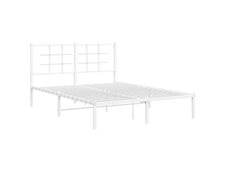 VIDAXL Estructura de cama con cabecero de metal blanco (135x190 cm)