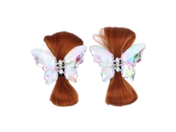 2 Piezas De Cuernos De Pelo Sintético Marrón Claro Con Clips De Cristal
