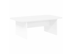Mesa de centro blanca con madera procesada (93x53x33 cm)