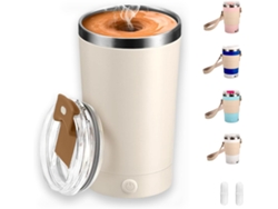 Taza Automezcladora Con Tapa, Taza De Café Magnética De 13.5 Oz, Recargable, De Acero Inoxidable 316 (beige)