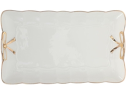 Elegante Bandeja Cerámica Blanca Organizar Joyas Cosméticos Diseño Nórdico Borde Dorado Ideal Encimeras