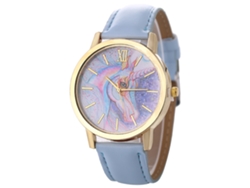 Reloj De Pulsera Analógico De Cuarzo Unisex Con Bisel Redondo - Azul De Moda Zhoulianfa