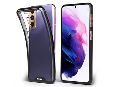 Funda Protectora MOOZY Xframe a Prueba de Golpes para Samsung S21 5G y 4G – Transparente con Borde Negro Funda Híbrida Transparente de Doble Color ...