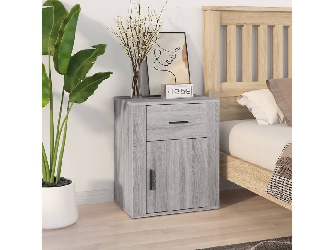 Mesita de Noche 50X36X60 Cm Derivados Madera Gris Sonoma