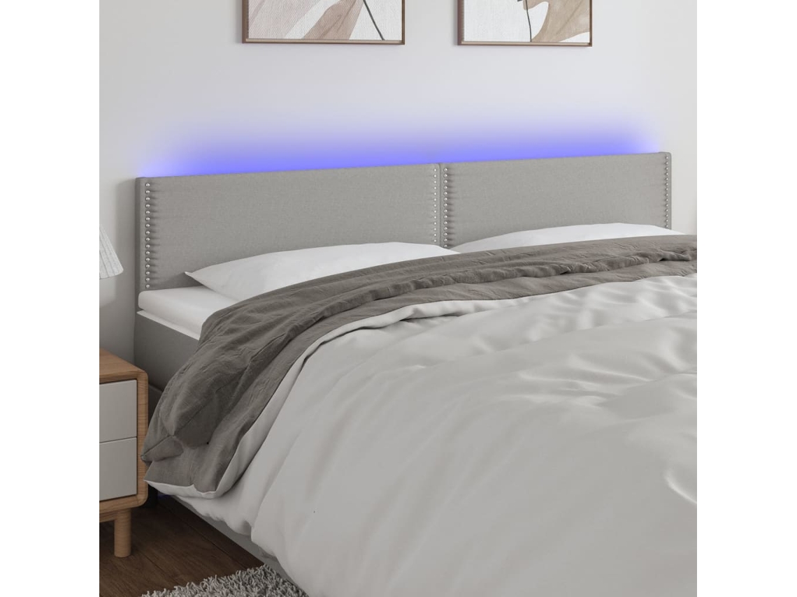 Cabecero Con Led De Tela Gris Claro 200x5x78/88 Cm