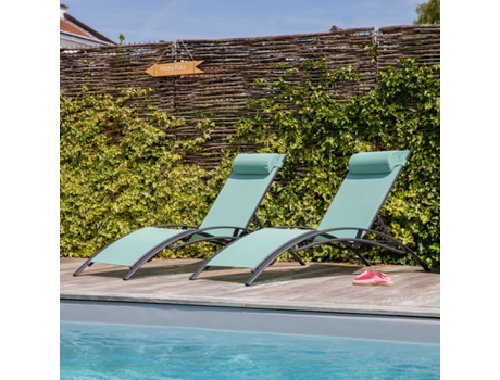 Pack 2 Tumbonas HAPPY GARDEN (178 x 64 x 34 cm - Plastico - Verde)