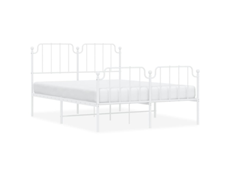 Estructura de cama con cabecero y patas VIDAXL metal blanco (135x190 cm)