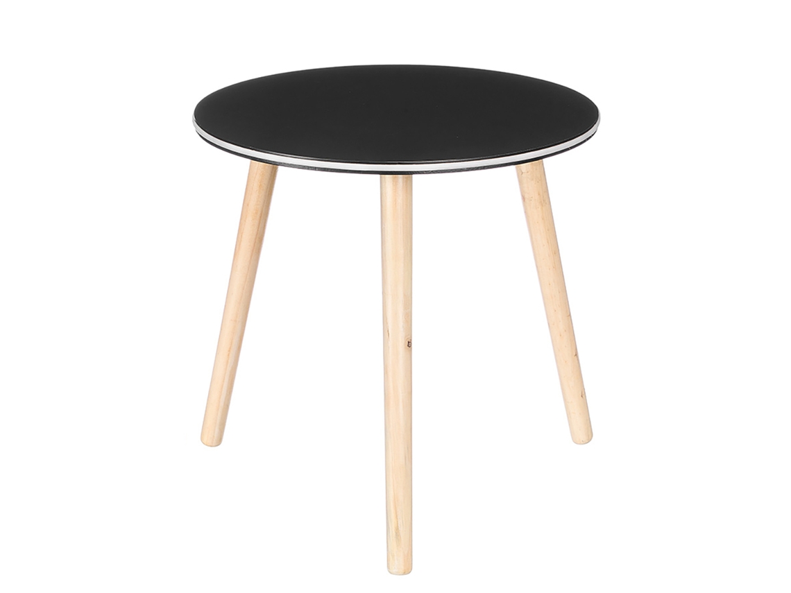 Mesa Auxiliar Negra Con Borde Led Y 40cm De Diámetro.