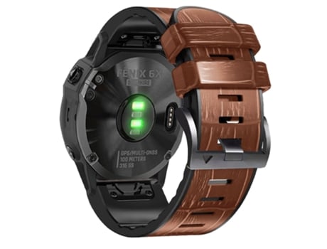 Correa de Silicona 22mm textura cocodrilo para Garmin Fenix 7/6 Pro/5 Plus - castaño