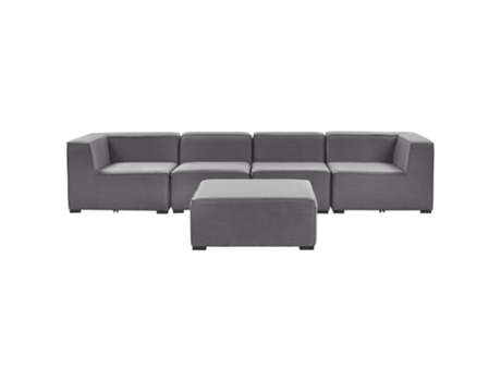 Sofá 4 plazas modular gris oscuro/negro con reposapiés BELIANI Arezzo