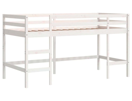 Cama alta de niños escalera VIDAXL madera maciza pino blanco (80x200cm)