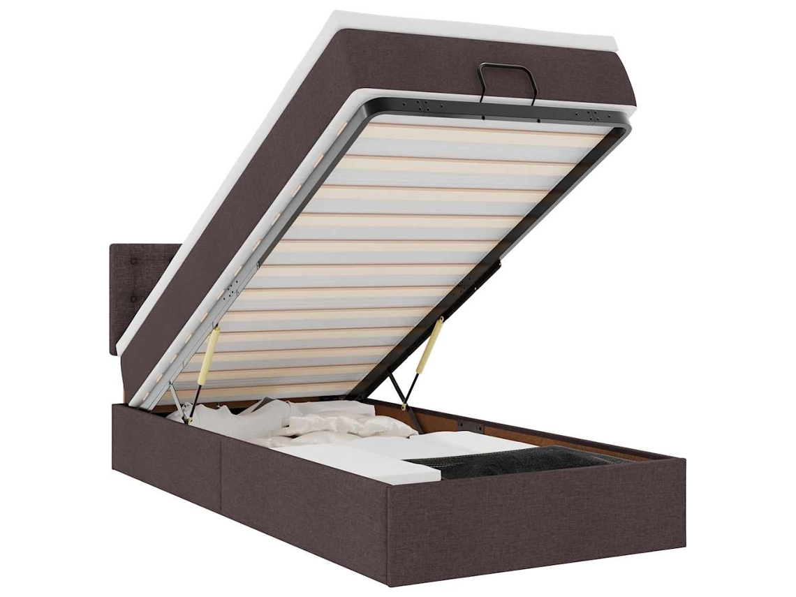 Maison Exclusive - Cama Otomana Con Colchón Marrón Oscuro 100x200 Cm Tela