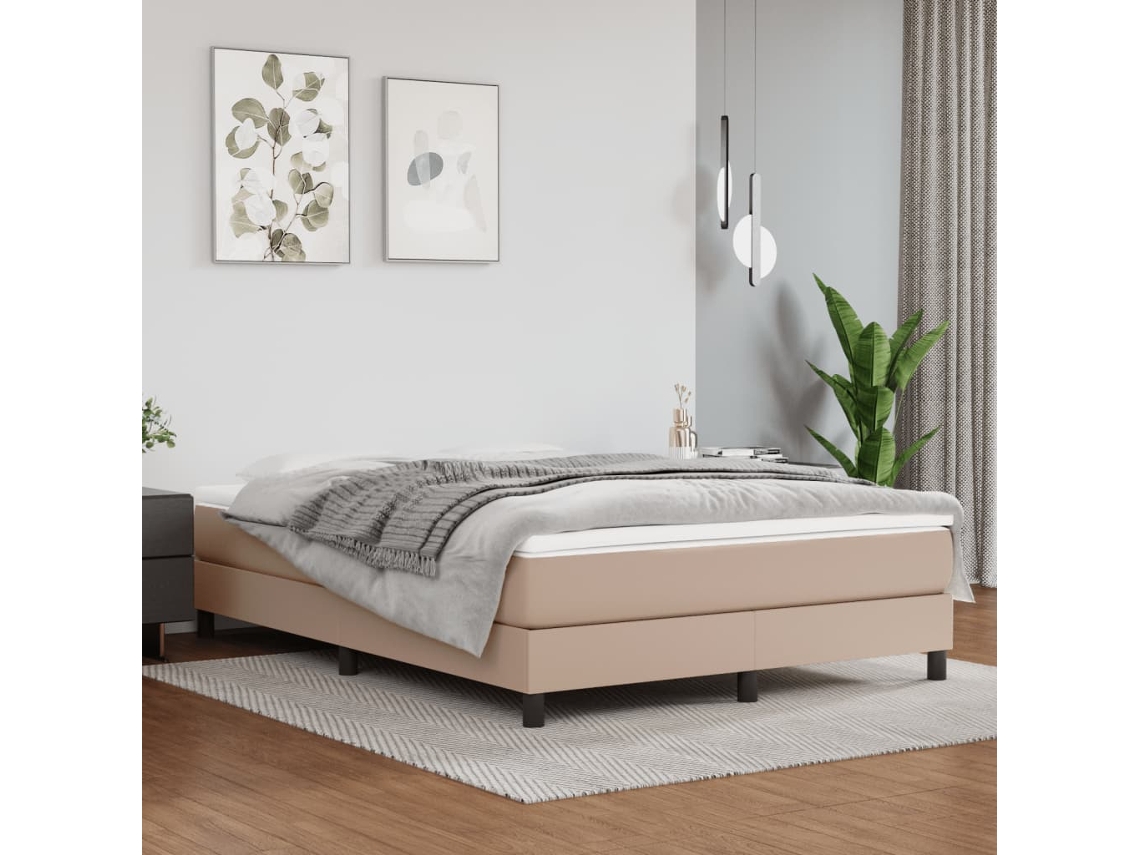 Estructura Cama Sin Colchón Cuero Sintético Capuchino 140x200cm