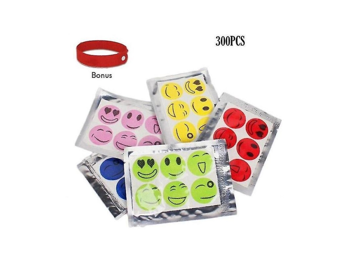 Parches Antimosquitos Con Carita Sonriente (300 Unidades) Para Niños Y Adultos Con Aceite Esencial De Citronela Natural Rer