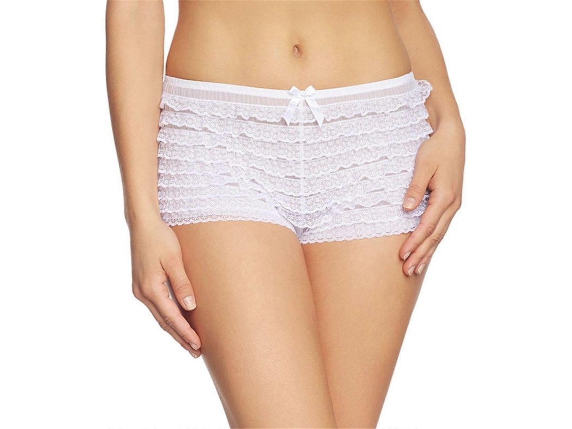 Pantalones Cortos Tipo Bombacho Con Detalles De Encaje, Lindos Lazos Y Cintas: Ideales Para Ocasiones Especiales Y Para El Día A Día. Colores Surtidos. Blanco.