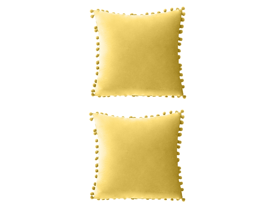 Juego De 2 Fundas De Cojín De Chenilla Con Pompones, 45 X 45 Cm